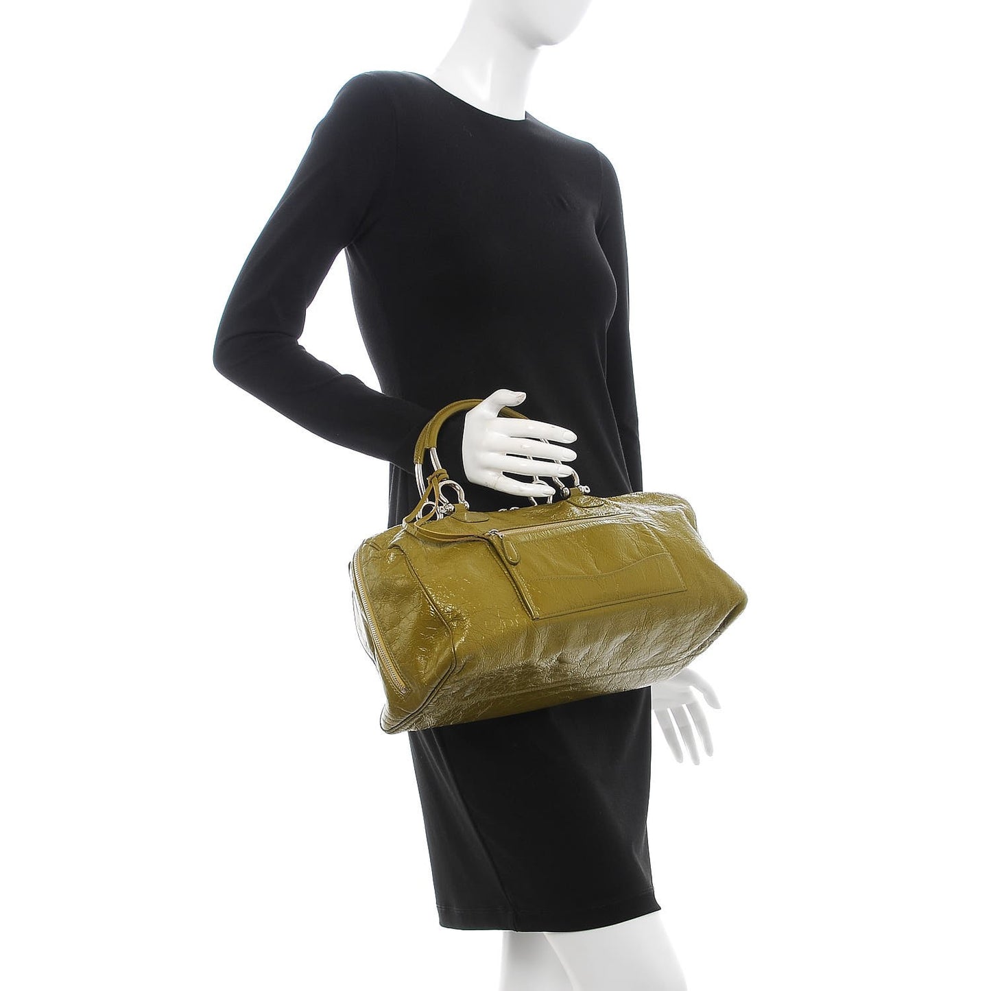 Patent Duffel Green