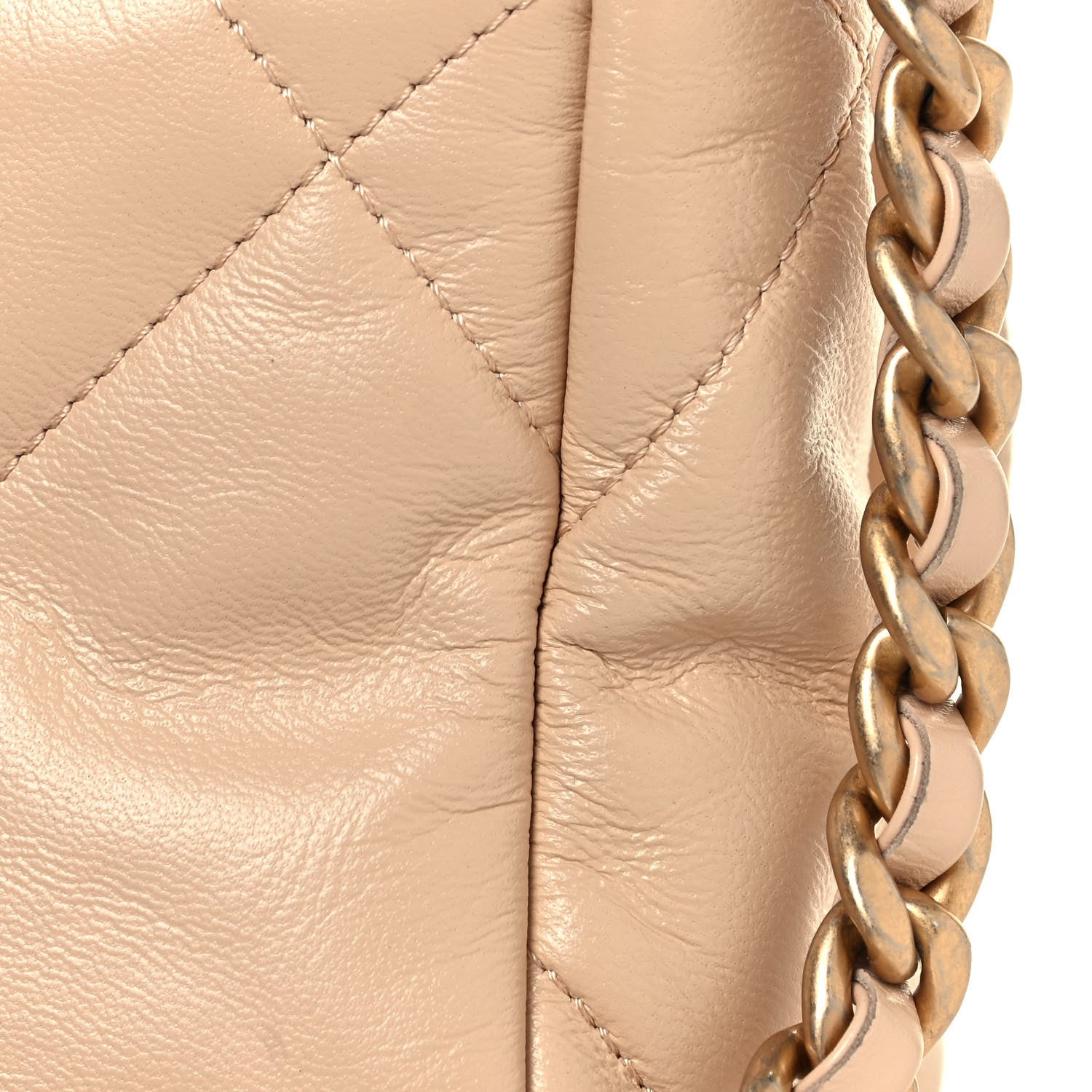 Chanel Shiny Goatskin Quilted Medium Chanel 19 Flap Beige 14 of 14