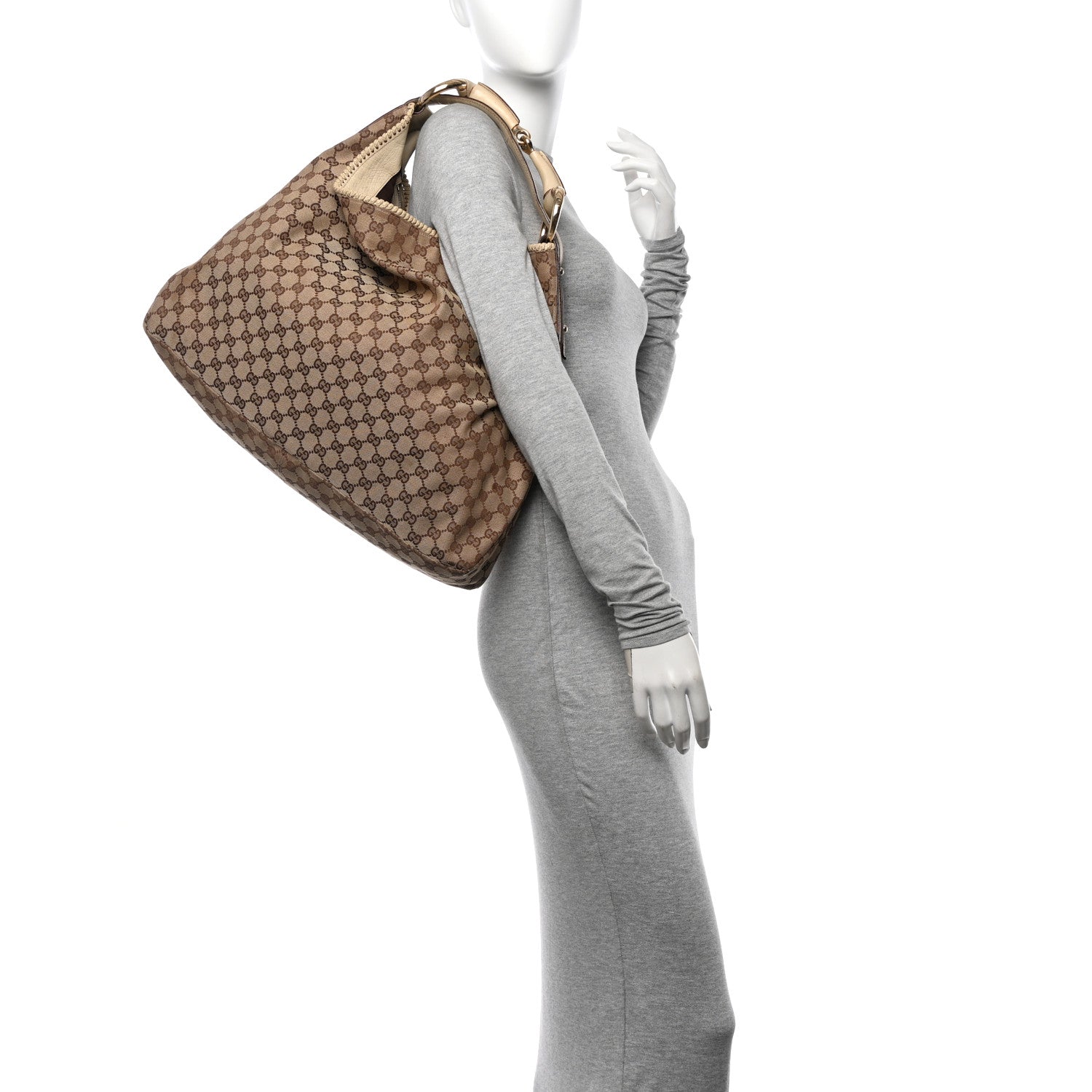 Gucci Monogram Large Horsebit Chain Hobo Off White 2 of 13
