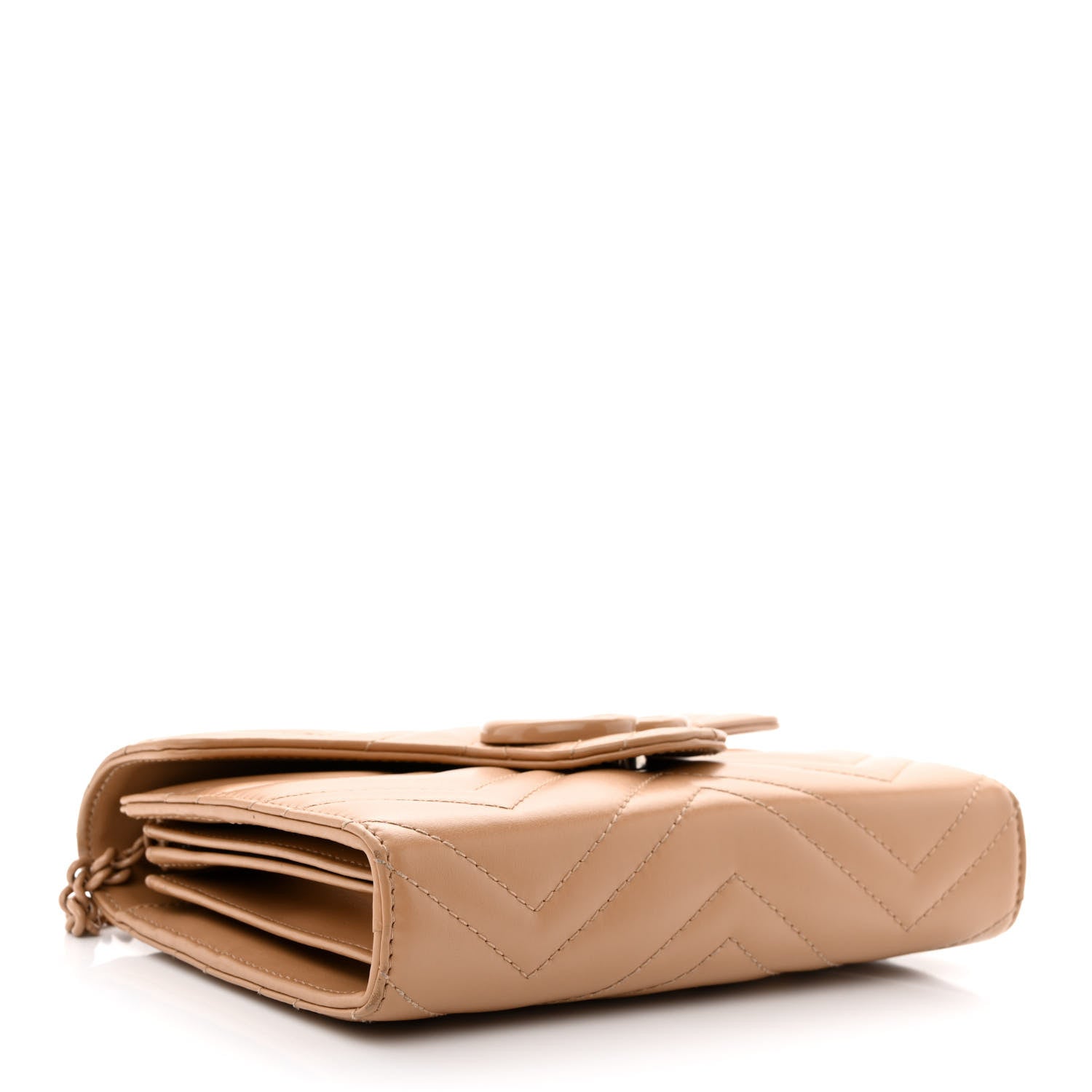 Gucci Calfskin Matelasse Monochrome GG Marmont Chain Wallet Camelia 4 of 14