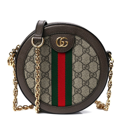 Gucci GG Supreme Monogram Web Mini Ophidia Round Shoulder Bag Brown 1 of 13