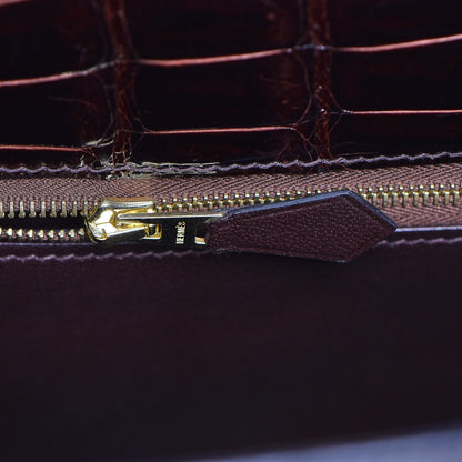 Hermes Shiny Porosus Crocodile Kelly Sellier 35 Havane 30 of 37