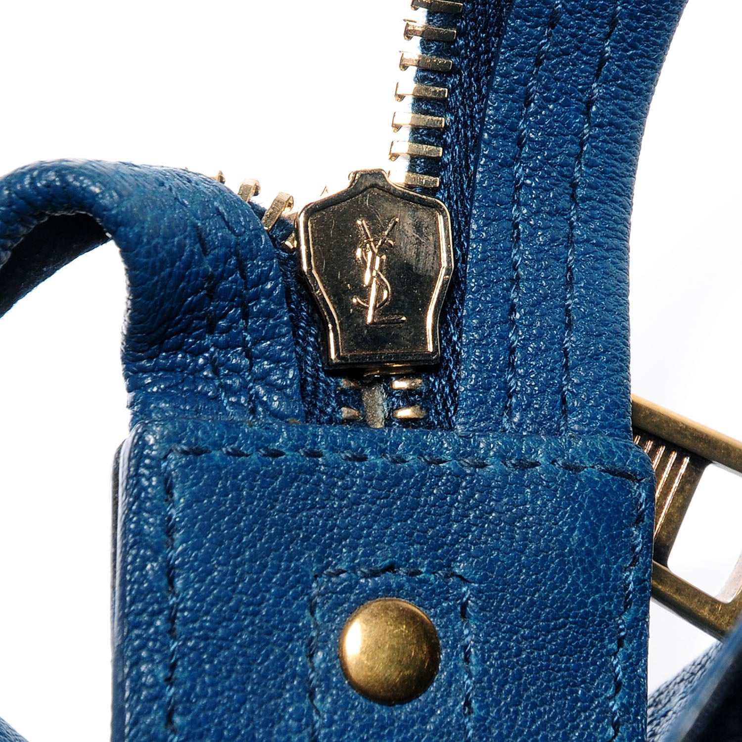 Saint Laurent Leather Medium Cabas ChYc Peacock Blue 9 of 9