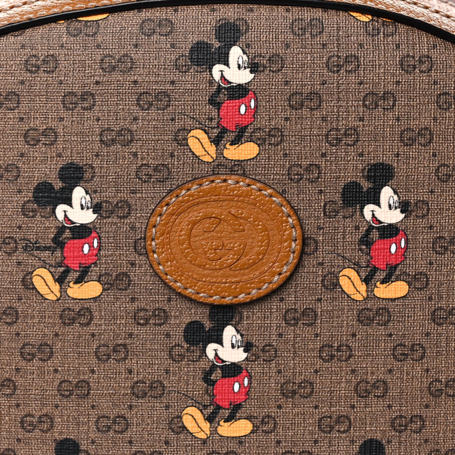 Gucci X DISNEY Mini Vintage GG Supreme Monogram Mickey Mouse Small Dome Backpack Beige Vintage Sun Oil 9 of 12