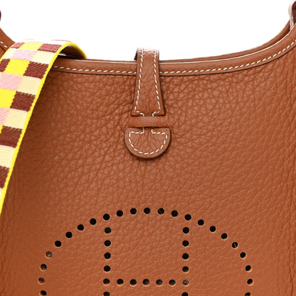 Hermes Taurillon Clemence Maxi Quadrille Evelyne TPM Gold Citron Rouge H Mauve Sylvestre 8 of 11