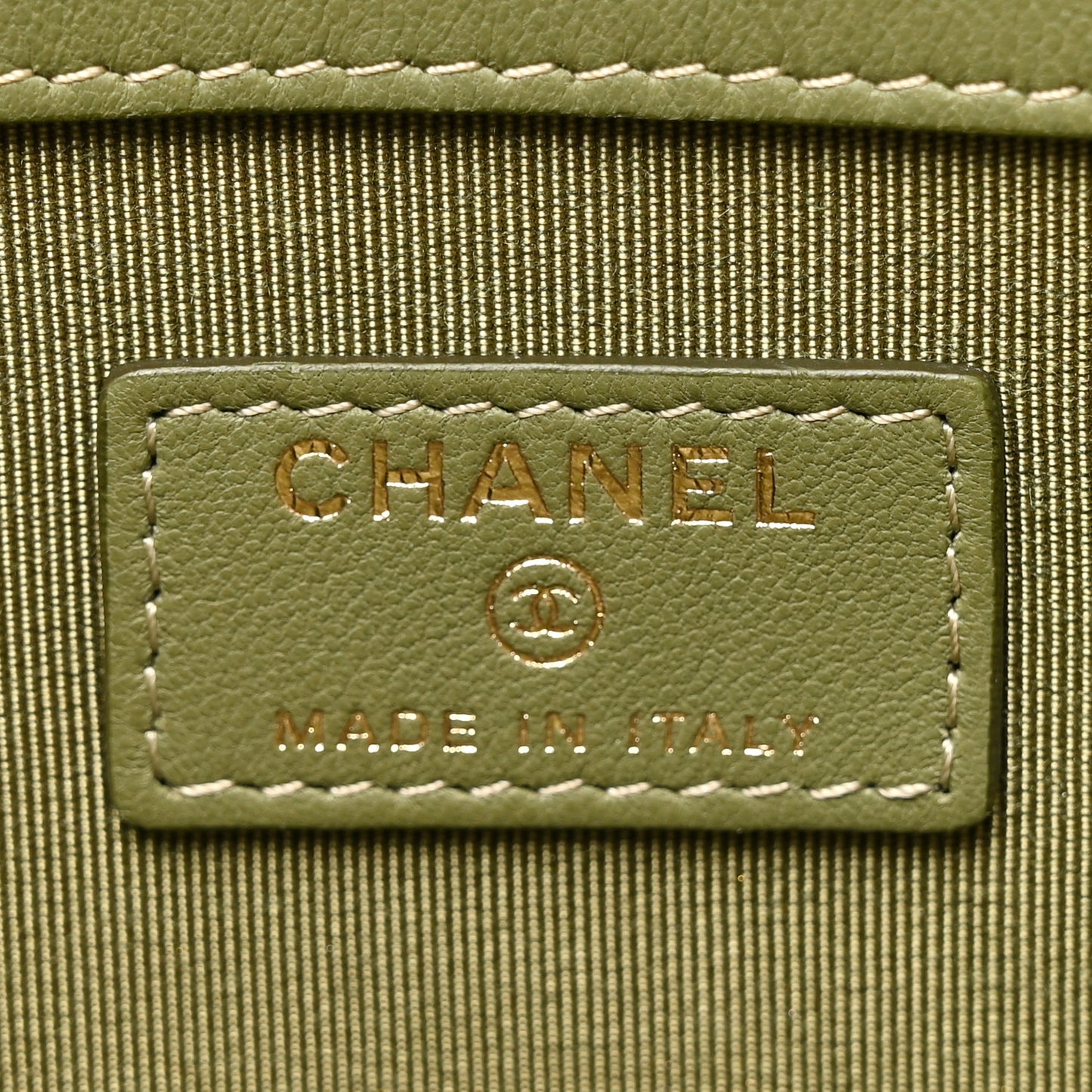 Calfskin Chevron Quilted Medium Cosmetic Case Khaki