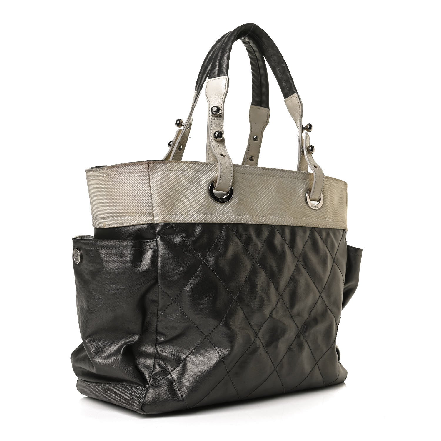Chanel Coated Canvas Quilted Large Paris Biarritz Tote Silver 3 of 18