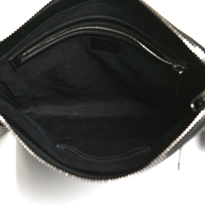 Gucci GG Supreme Monogram Appia Calfskin Web Flat Messenger Bag Black Grey 5 of 12