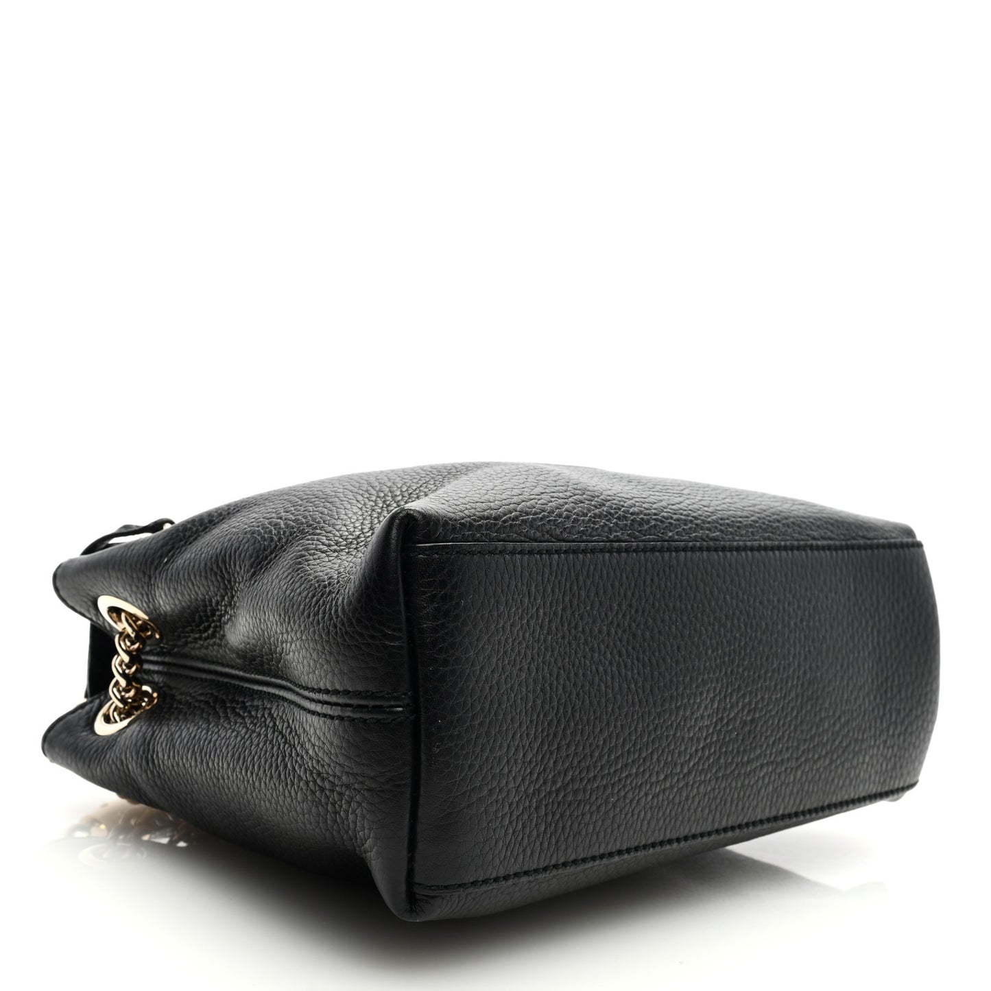 Pebbled Calfskin Small Soho Chain Shoulder Bag Black