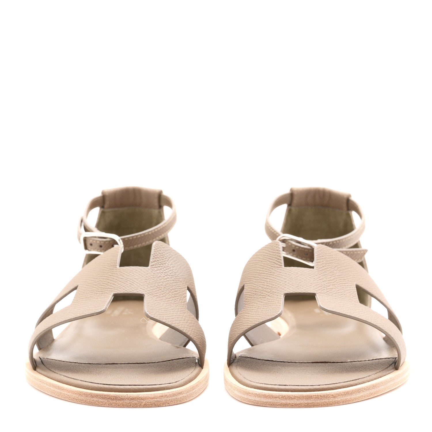 Hermes Epsom Santorini Sandals 38 Etoupe 3 of 10