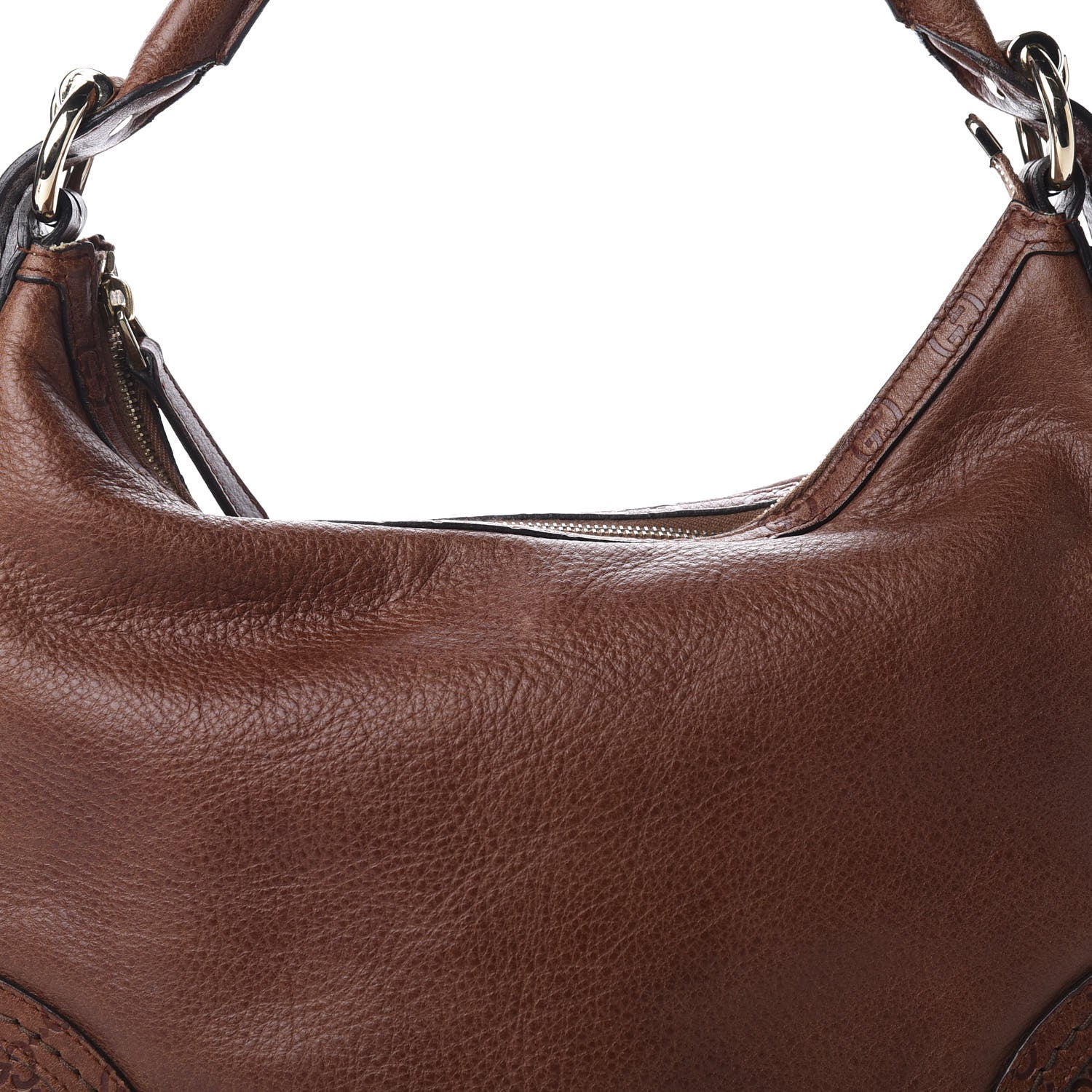 Gucci Pebbled Calfskin Guccissima Trim Medium Signoria Hobo Brown 10 of 11