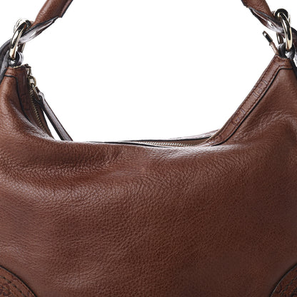 Gucci Pebbled Calfskin Guccissima Trim Medium Signoria Hobo Brown 10 of 11