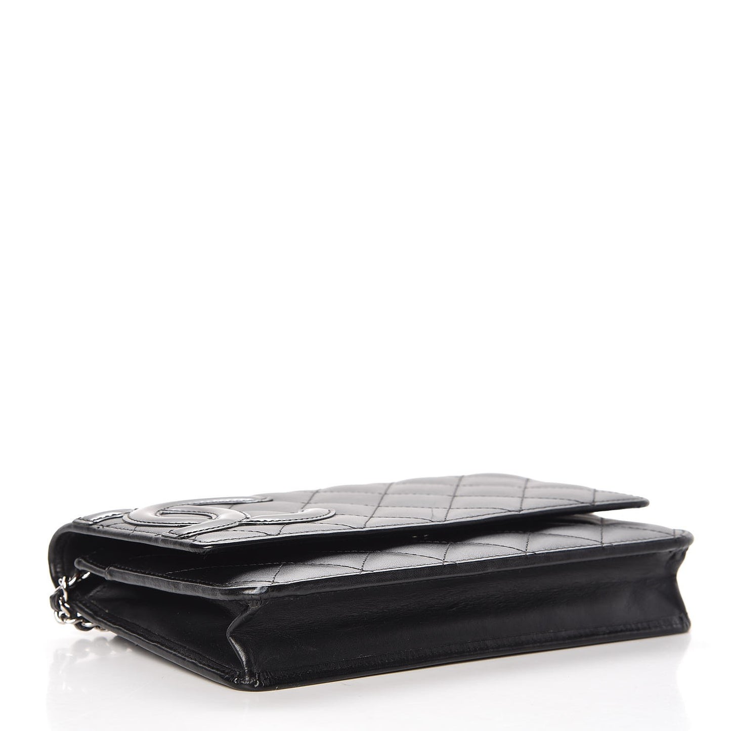 Calfskin Quilted Cambon Wallet On Chain WOC Black