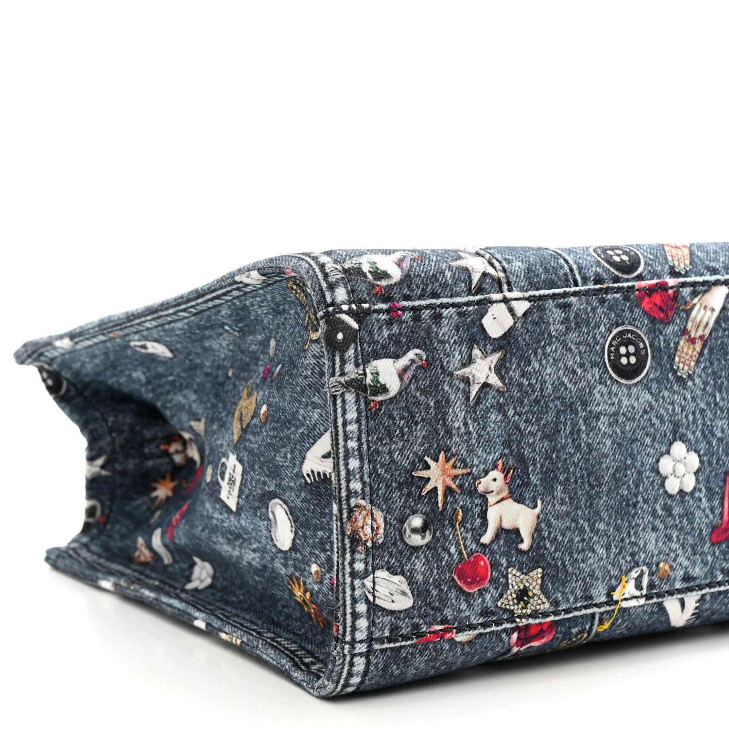 Marc Jacobs The Trompe L'Oeil Trinket Denim Canvas Medium The Tote Bag Blue 9 of 14