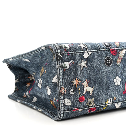 Marc Jacobs The Trompe L'Oeil Trinket Denim Canvas Medium The Tote Bag Blue 9 of 14