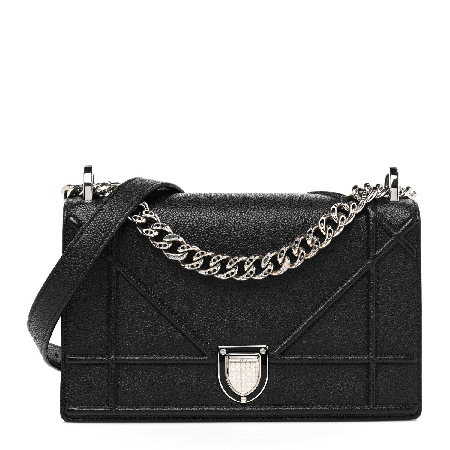 Christian Dior Grained Calfskin Small Diorama Flap Bag Black 1 of 10