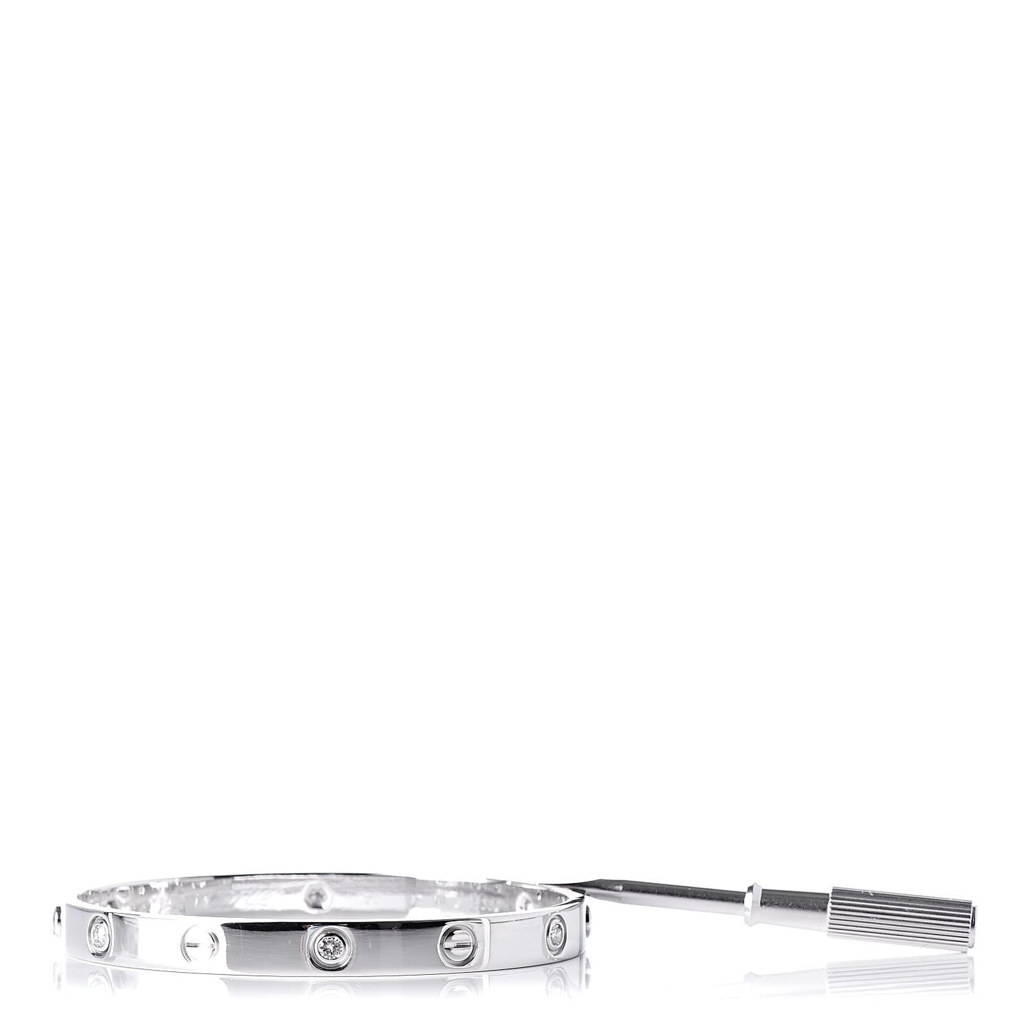 18K White Gold 6 Diamond LOVE Bracelet 17