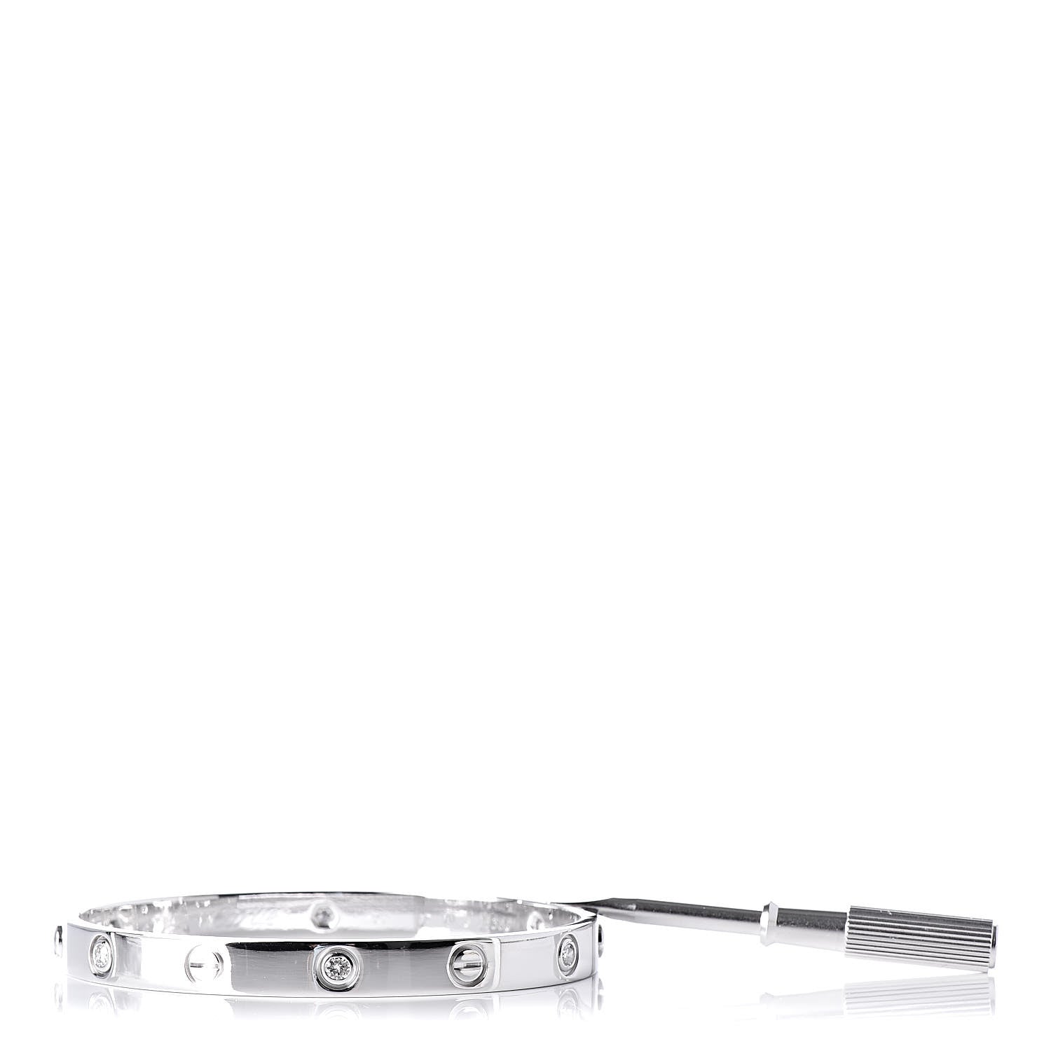 Cartier 18K White Gold 6 Diamond LOVE Bracelet 17 6 of 6
