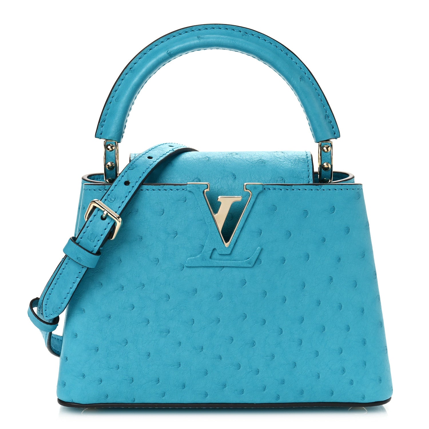 Louis Vuitton Ostrich Capucines Mini Candy Blue 1 of 9