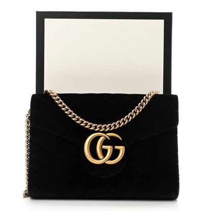Gucci Velvet Matelasse GG Marmont Chain Wallet Black 12 of 12