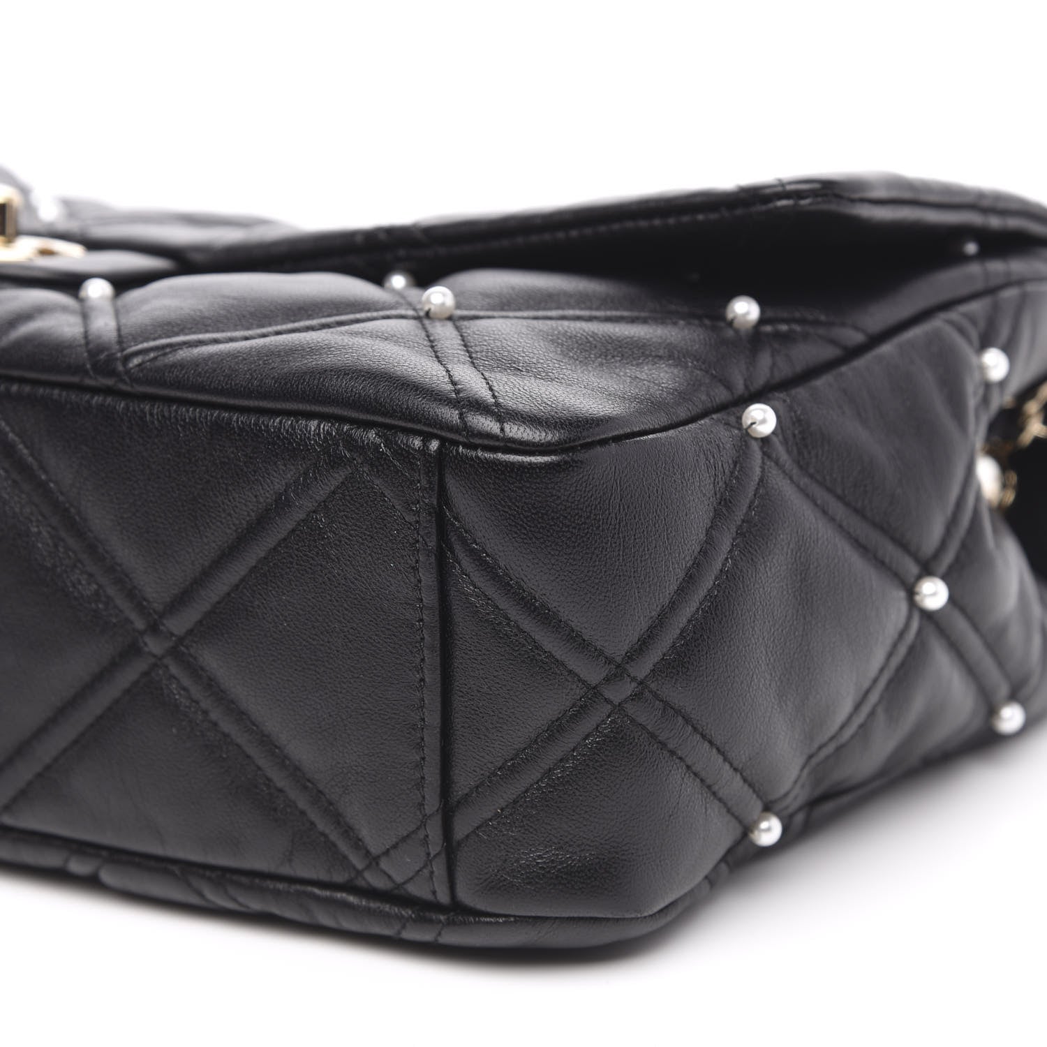 Chanel Lambskin Quilted Pearl Studded Flap Black 9 of 12