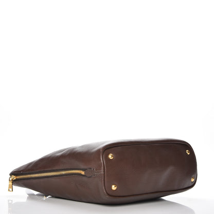 Prada Vitello Daino Side Zip Shopping Tote Bruciato 4 of 9