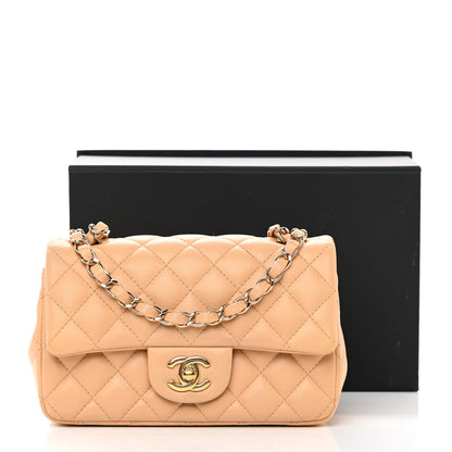 Chanel Lambskin Quilted Mini Rectangular Flap Beige 12 of 12