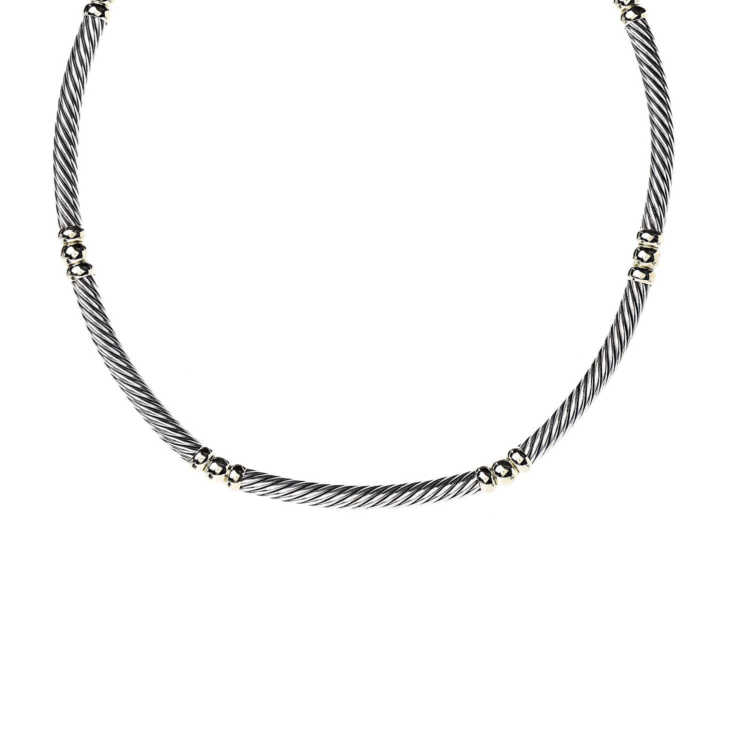 David Yurman Sterling Silver 14K Yellow Gold Hampton Cable Necklace 3 of 5