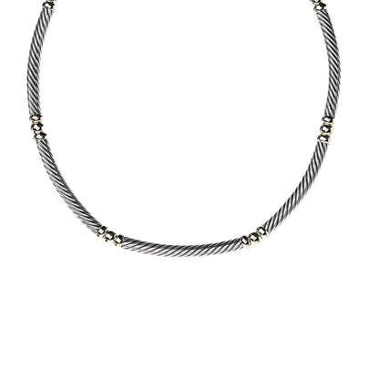 David Yurman Sterling Silver 14K Yellow Gold Hampton Cable Necklace 3 of 5