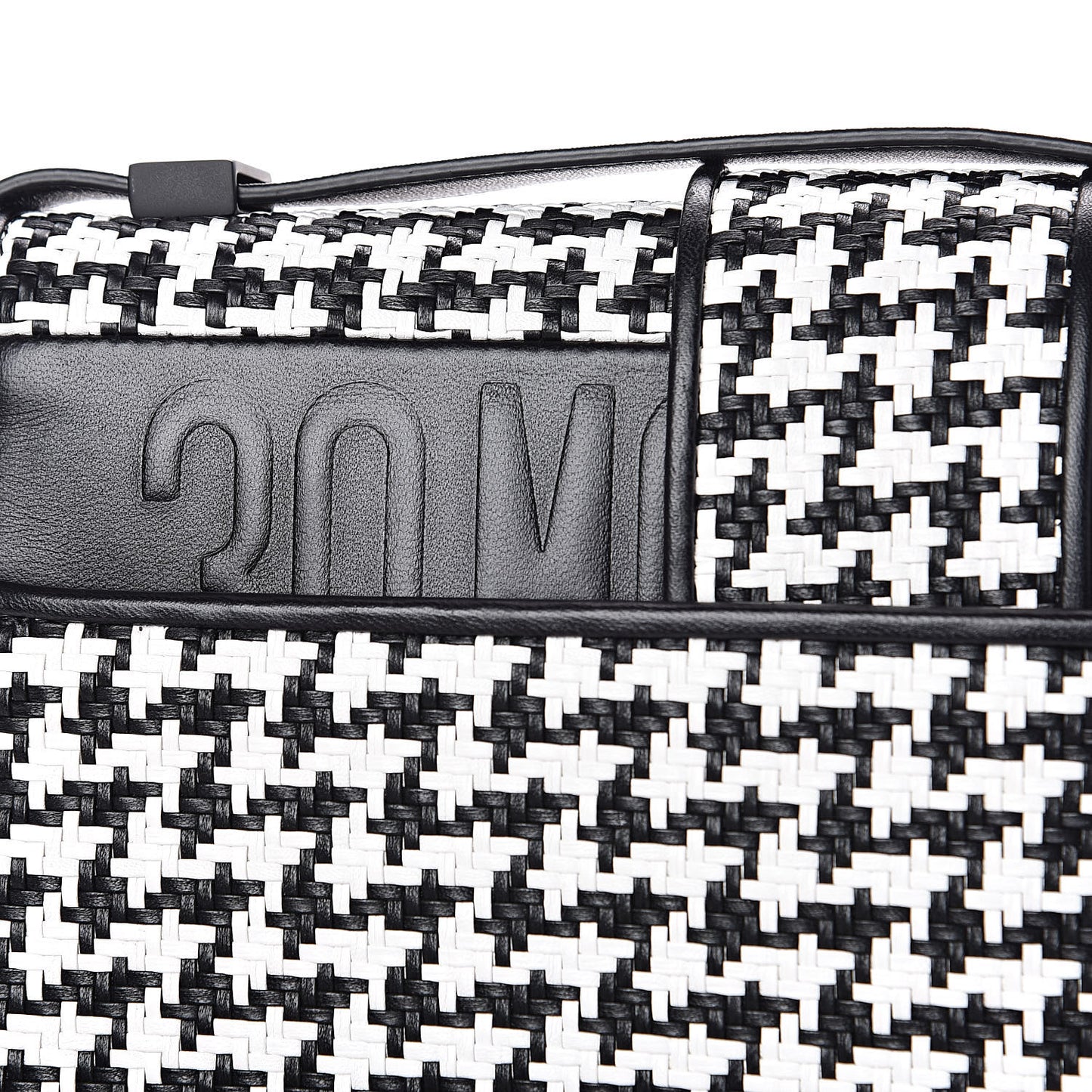 Lambskin Houndstooth Braided 30 Montaigne Flap Bag Black White