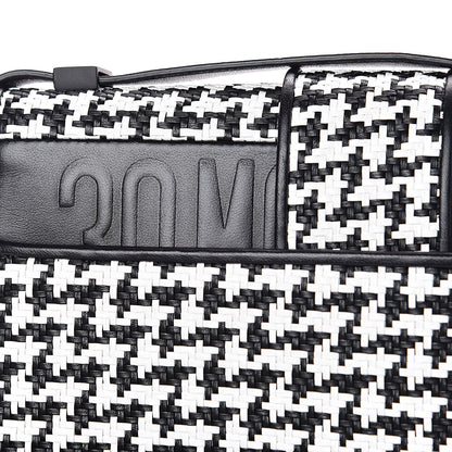 Christian Dior Lambskin Houndstooth Braided 30 Montaigne Flap Bag Black White 8 of 12