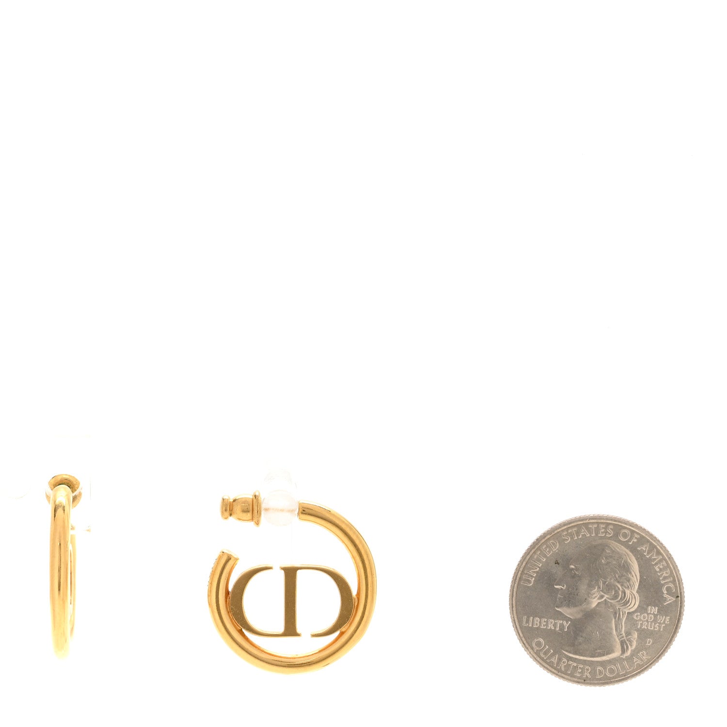 Christian Dior Metal 30 Montaigne Hoop Earrings Aged Gold 2 of 4