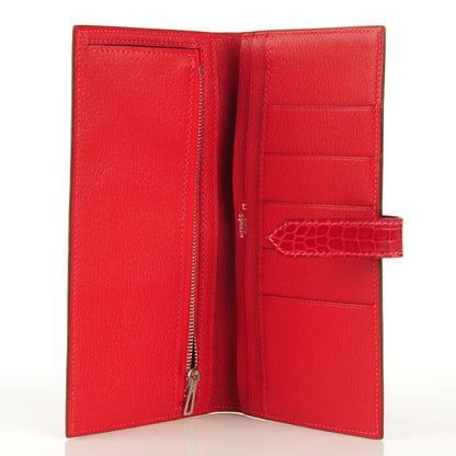 Hermes Shiny Alligator Bearn Wallet Rouge Vif 5 of 7