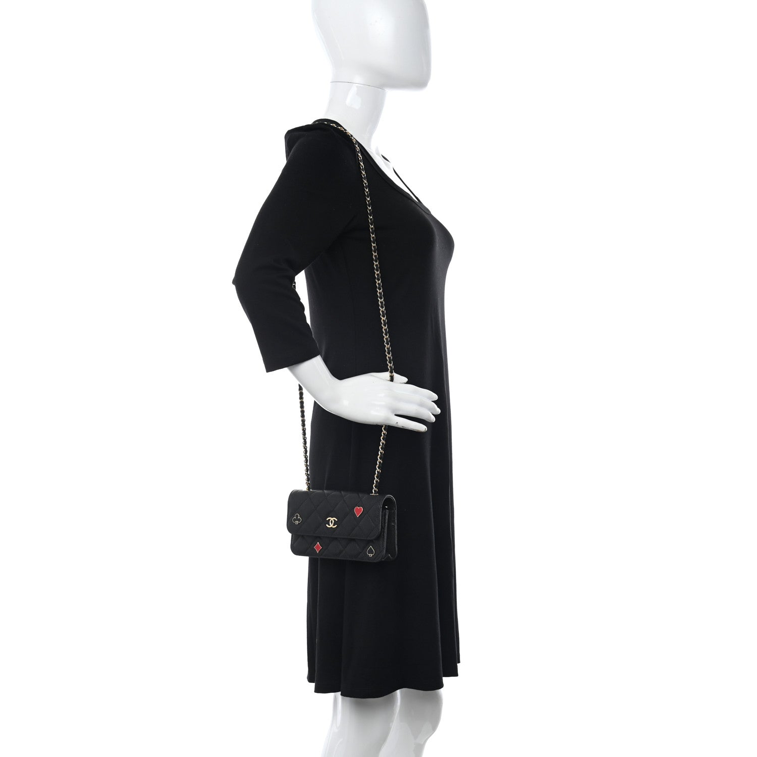 Chanel Caviar Quilted Enamel Coco Casino Flap Phone Holder With Chain Black 2 of 11