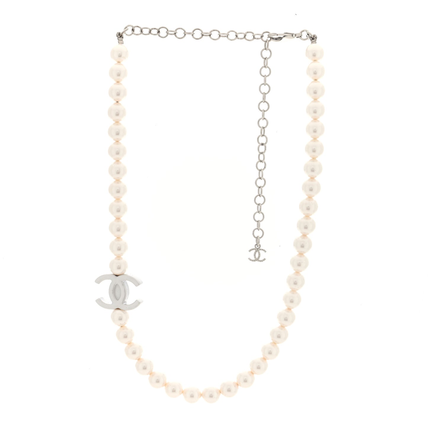Pearl Resin CC Choker Necklace Pearly White Silver