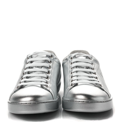 Gucci Metallic Nappa Interlocking G Perforated Womens Ace Sneakers 37.5 Silver 3 of 8