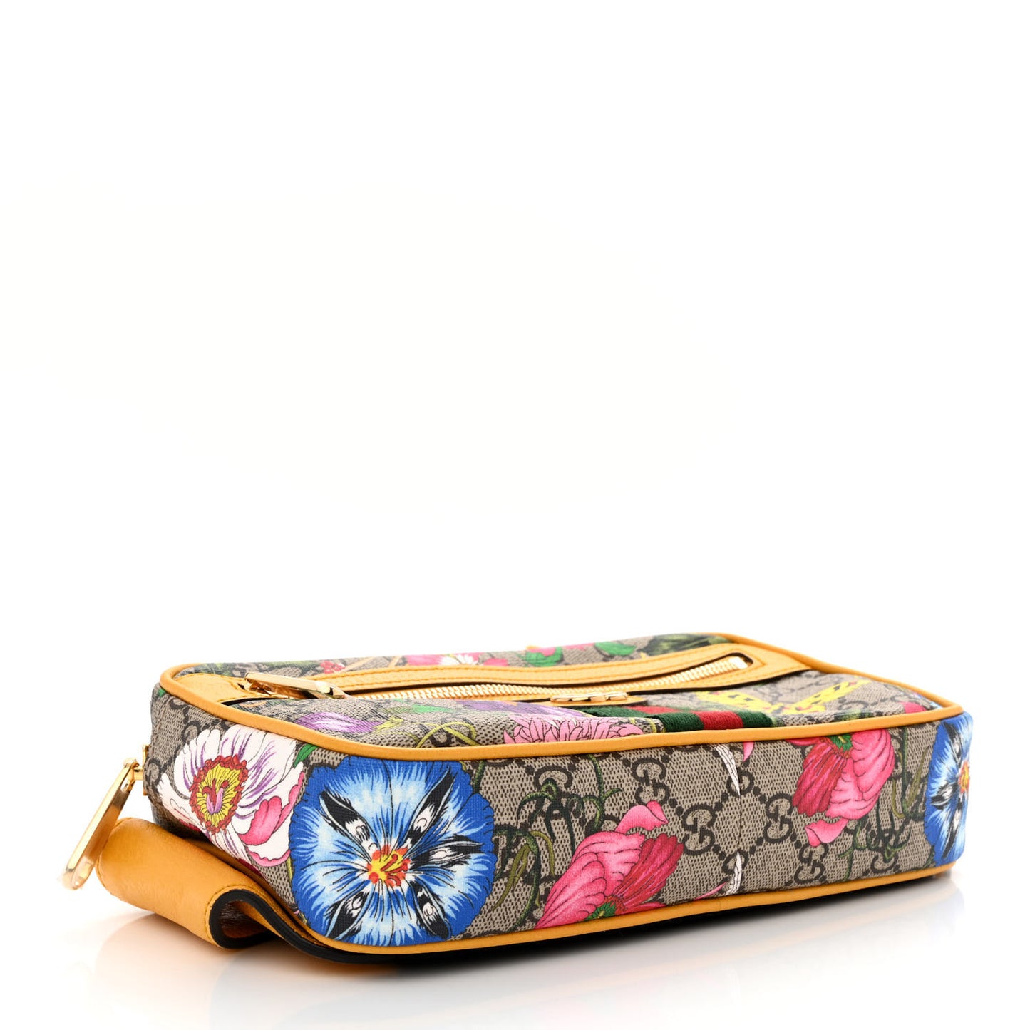 GG Supreme Monogram Flora Medium Ophidia Belt Bag Beige Multicolor Crop