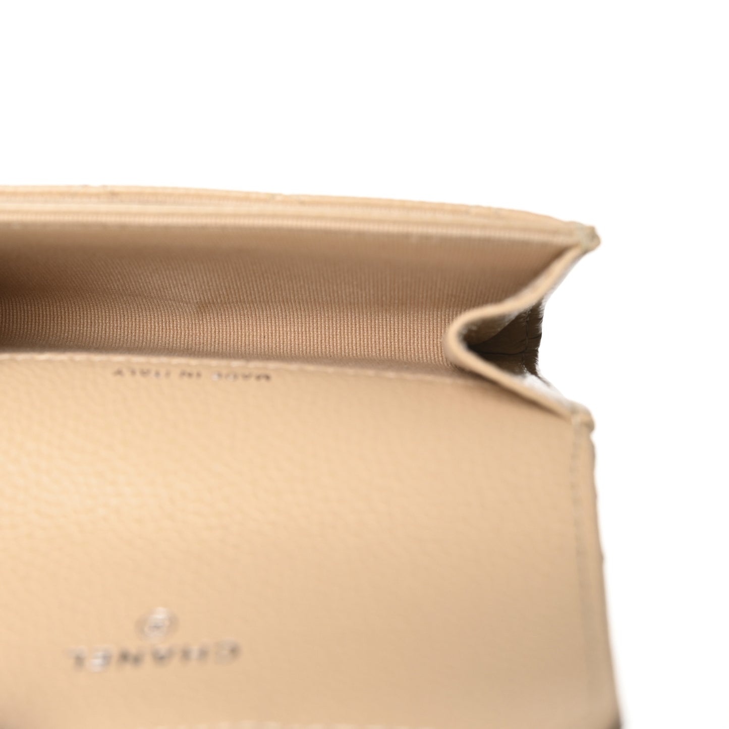 Caviar Quilted Flap Card Holder Wallet Beige