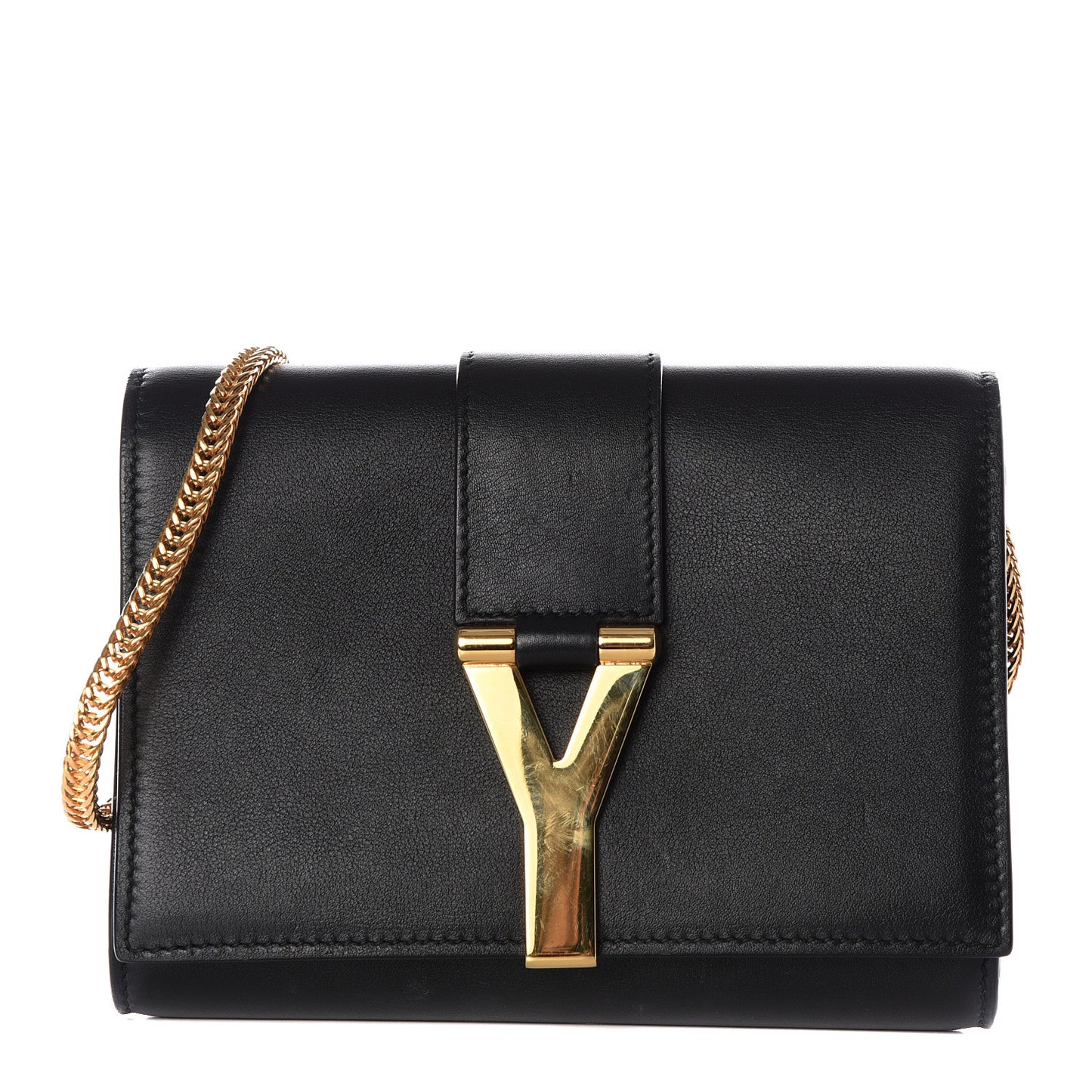 Calfskin Classic Y Ligne Chain Wallet Black
