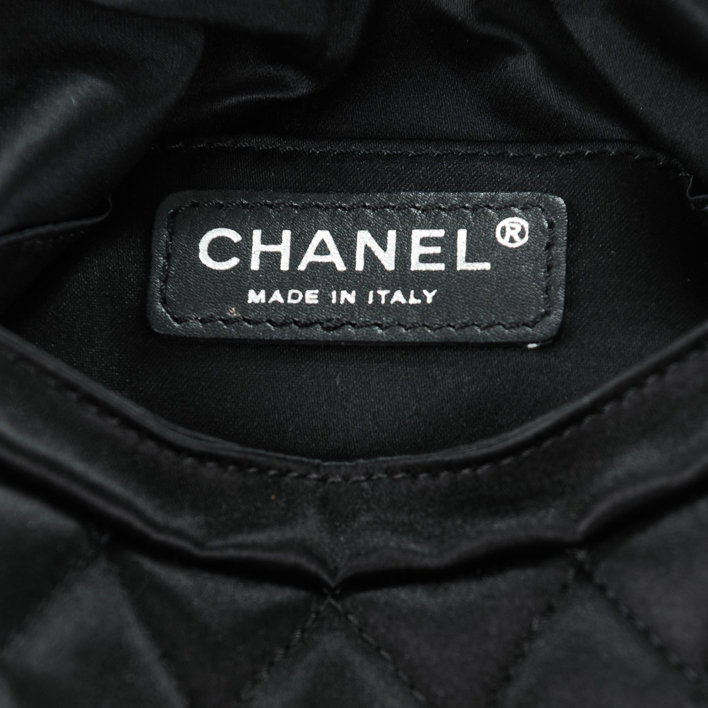 Satin Quilted Flap Clutch Black