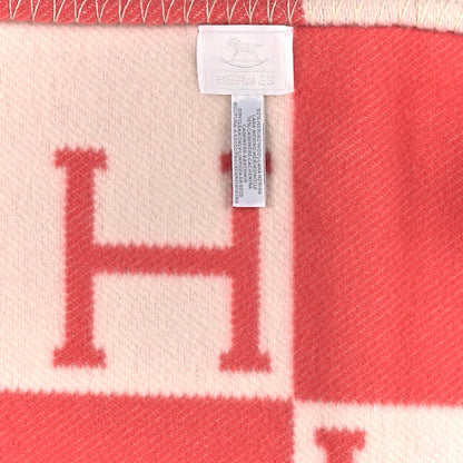 Hermes Wool Cashmere Avalon Baby Blanket Rose Airelle White 3 of 3