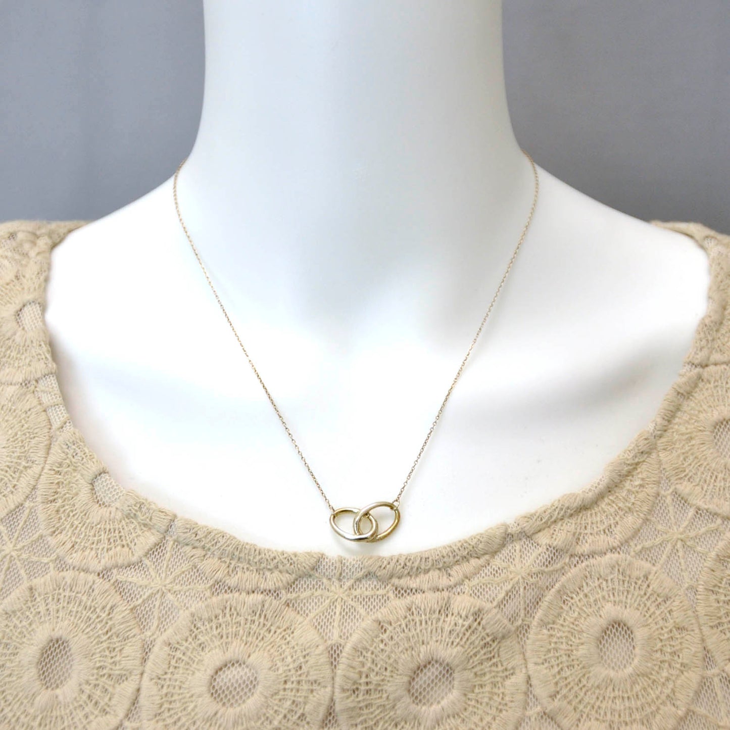 Silver Elsa Peretti Interlocking Ovals Pendant Necklace