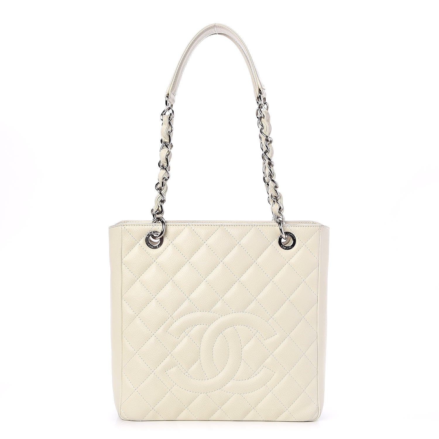 Chanel Caviar Quilted Petit Shopping Tote PST White 1 of 8