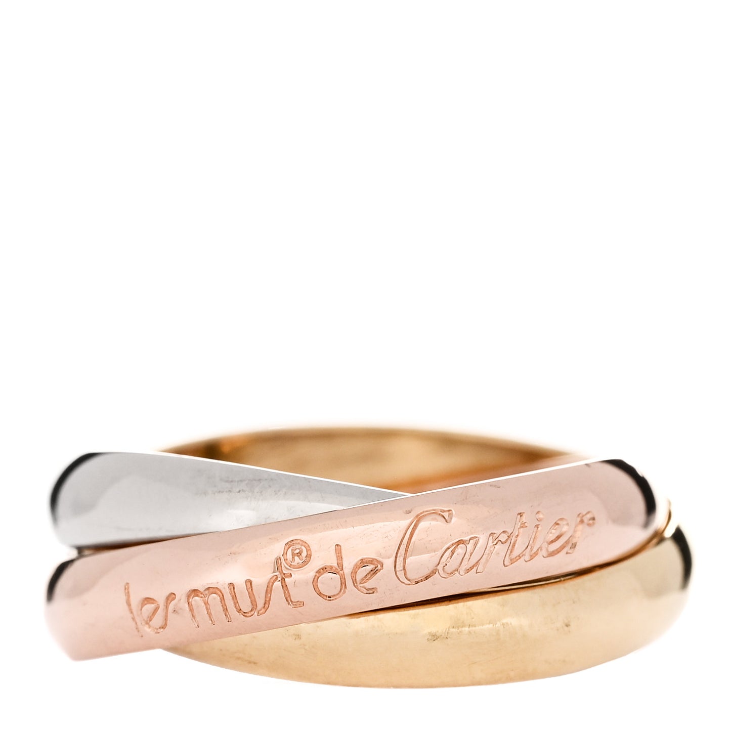 18K Pink Yellow White Gold Classic Les Must De Cartier Trinity Ring 53 6.25