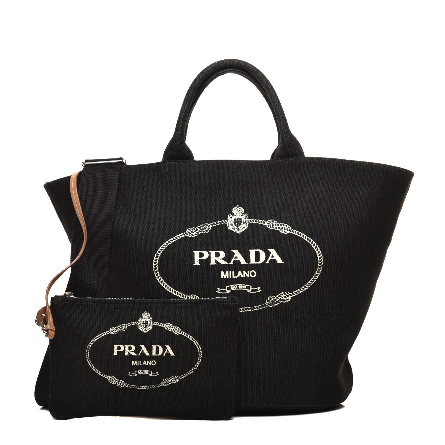 Prada Canapa Logo Bucket Tote Black 1 of 8