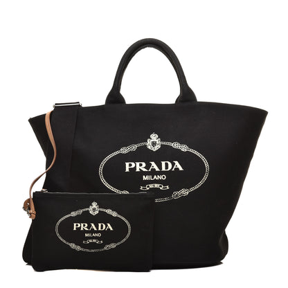 Prada Canapa Logo Bucket Tote Black 1 of 8