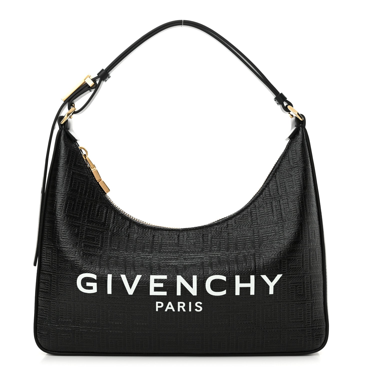 Givenchy Coated Canvas Logo 4G Embossed Small Moon Cut Out Shoulder Bag Black 1 of 11