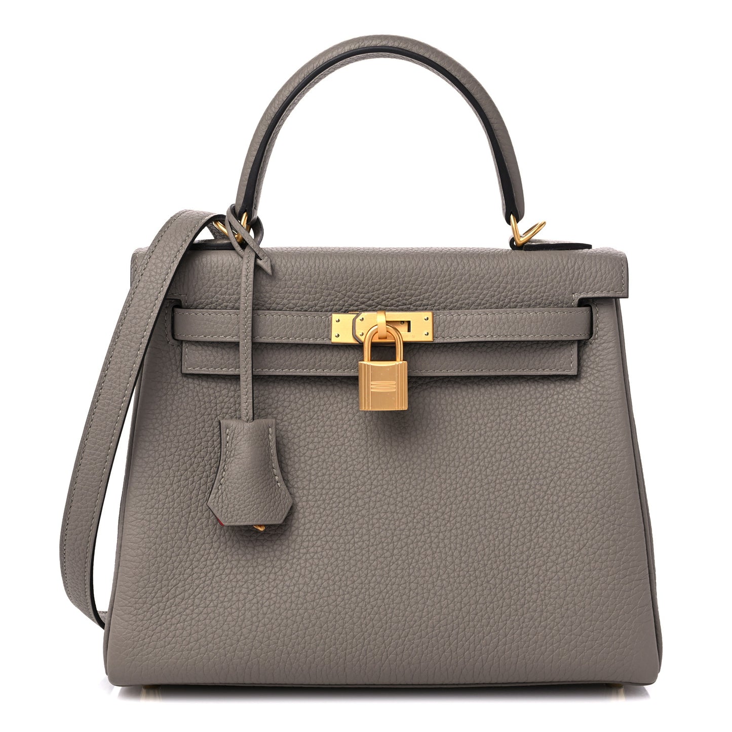 Togo Horseshoe Kelly Retourne 25 Gris Asphalt Rouge De Coeur