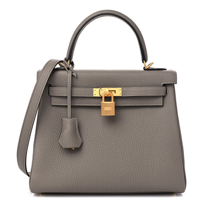 Hermes Togo Horseshoe Kelly Retourne 25 Gris Asphalt Rouge De Coeur 1 of 11