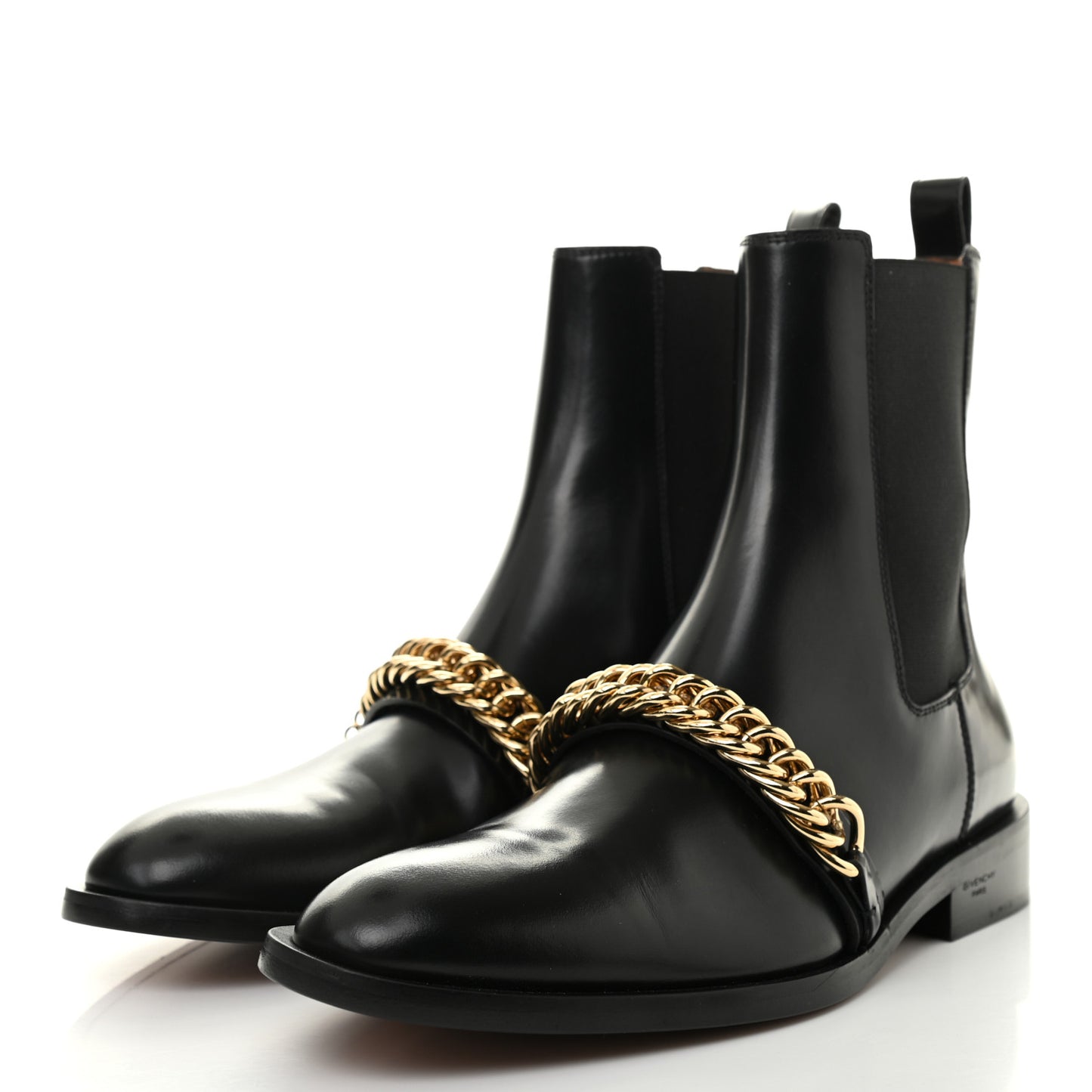Calfskin Chain Chelsea Boots 39.5 Black